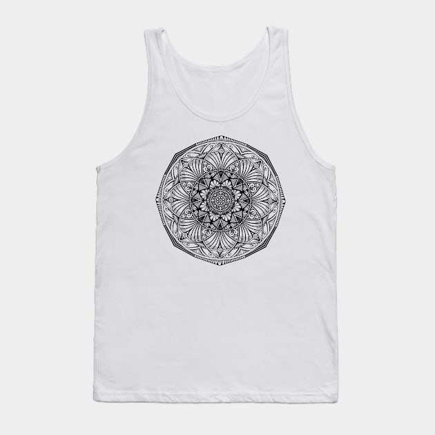 Black Zentangle Tank Top by ilhnklv